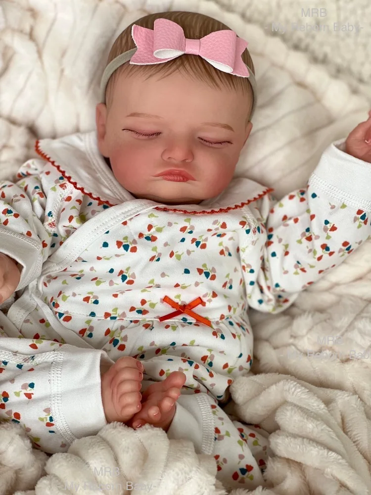 

19Inch Lifelike Already Painted Reborn Baby Doll Rosalie Adorable Girl With Bent Legs Soft Cloth Body Newborn Toy Gift For Kids