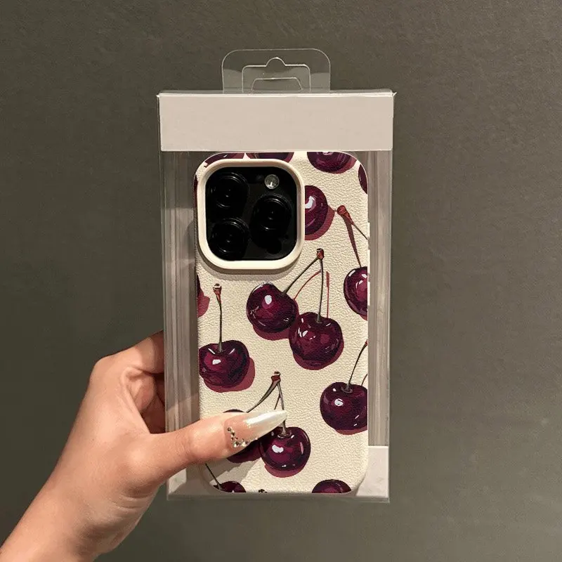 الأحمر الكرز المطبوعة نمط قضية الهاتف لسامسونج غالاكسي S25 الترا S24 زائد S23 FE S22 S21 A56 A36 A25 A24 A54 A53 A55 A52 A35