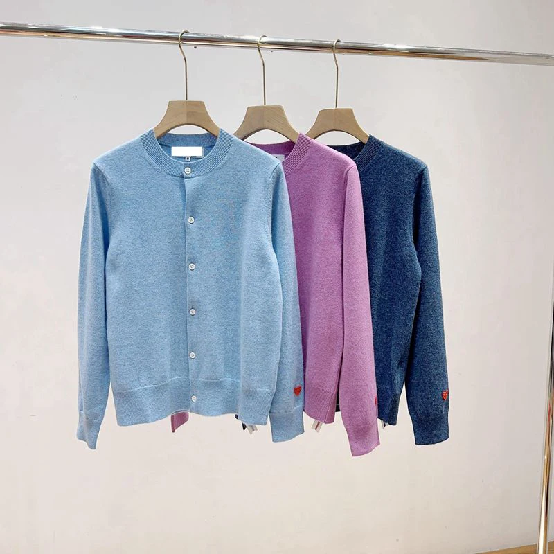 

Japanese Sle Pure Wool Knitted Long Sve round Ne Embroidered Trendy Brand Small Heart Pattern Open Cardigan Women's Au...