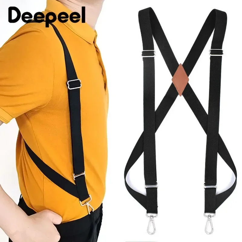 1Pc Deepeel 2.5*125cm heren Bretel Elastische Brede Bretels Verstelbare 2 Clips Band X Type Bretels decoratieve Mannelijke Jockstrap