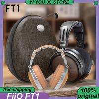 FiiO FT1 Wired HiFi Headphones Walnut Wood Earphones 60mm Dynamic Closed-Back Headsets American Black Wood Ear Plugs Custom