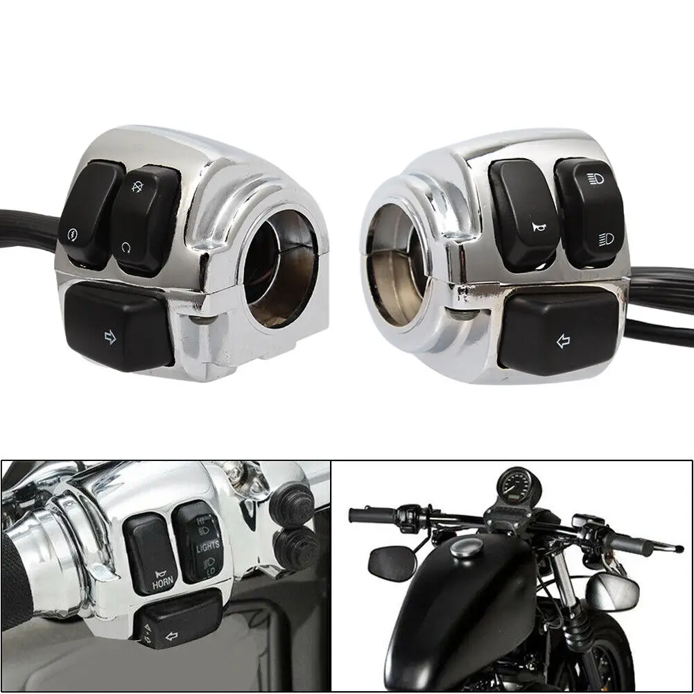 

Motorcycle Chrome 1" Handlebar Turn Signal Control Switch For Harley XL883 1200 Sportster 1996-2012