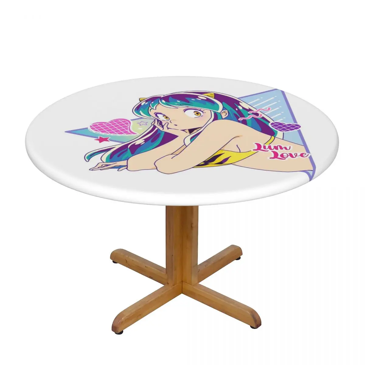 Flying Lamu Anime Urusei Yatsura Waterproof Round Tablecloth Oilproof Table Cloth for Kitchen Events Dining Table Cover