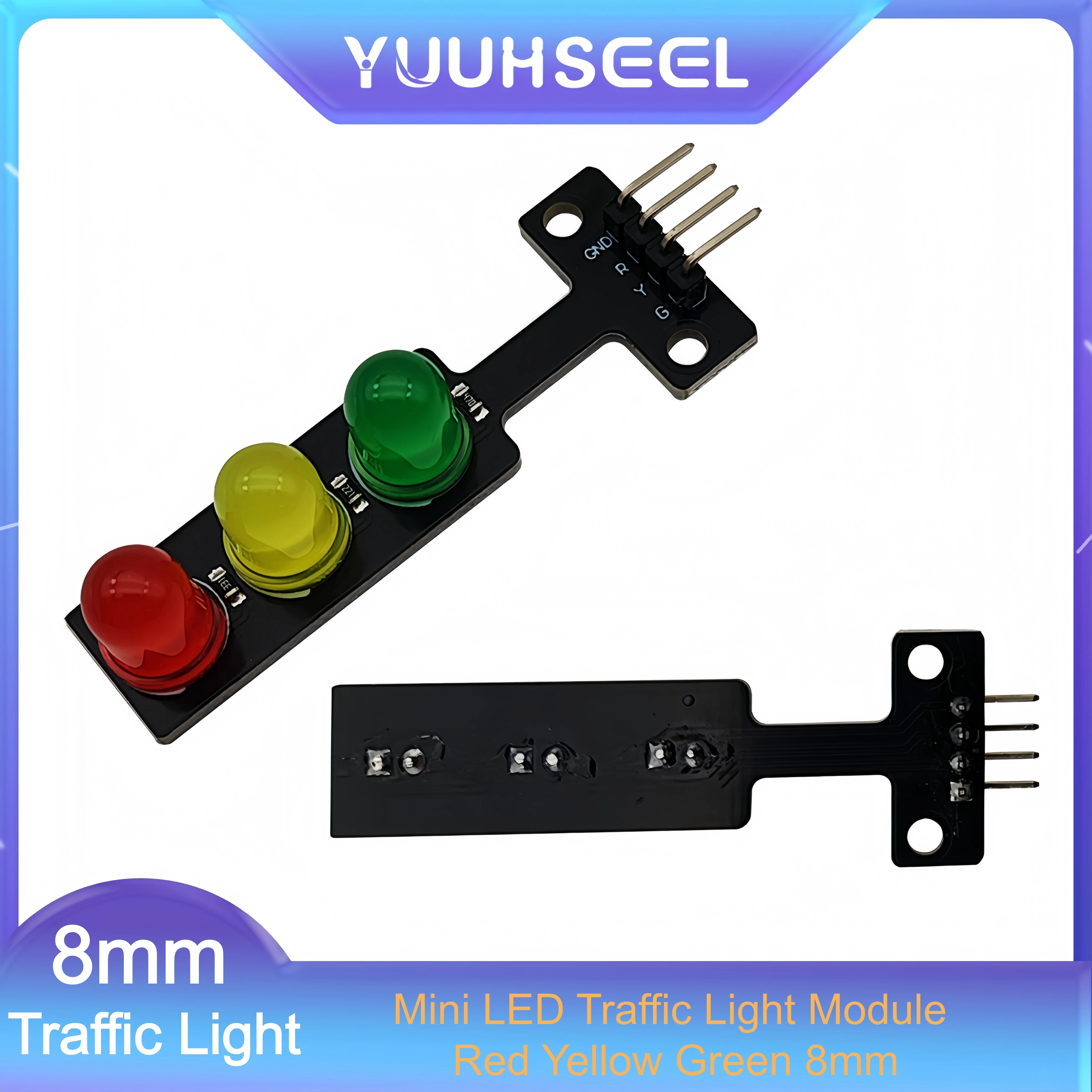 10PCS 8mm Mini LED Traffic Light Module, Electronic Building Blocks Red Yellow Green Light for Arduino ESP32ESP8266 Raspberry Pi