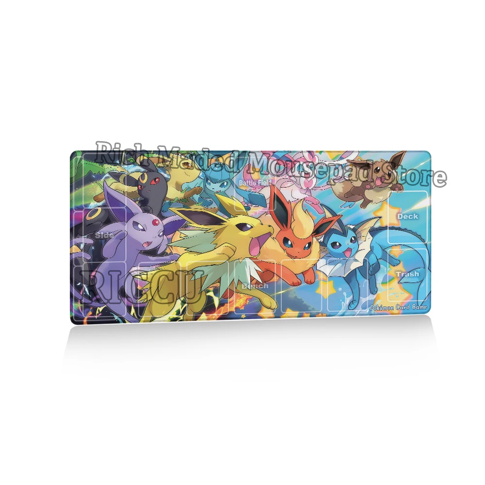 Podkładka pod karty do gier, dywanik gamingowy, podkładka pod klawiaturę anime, podkładka pod mysz Pokemon Eevee, podkładki pod mysz dla graczy, przedłużona podkładka na biurko pod laptopa, dywanik pod obudowę PC. — zdjęcie produktu 7