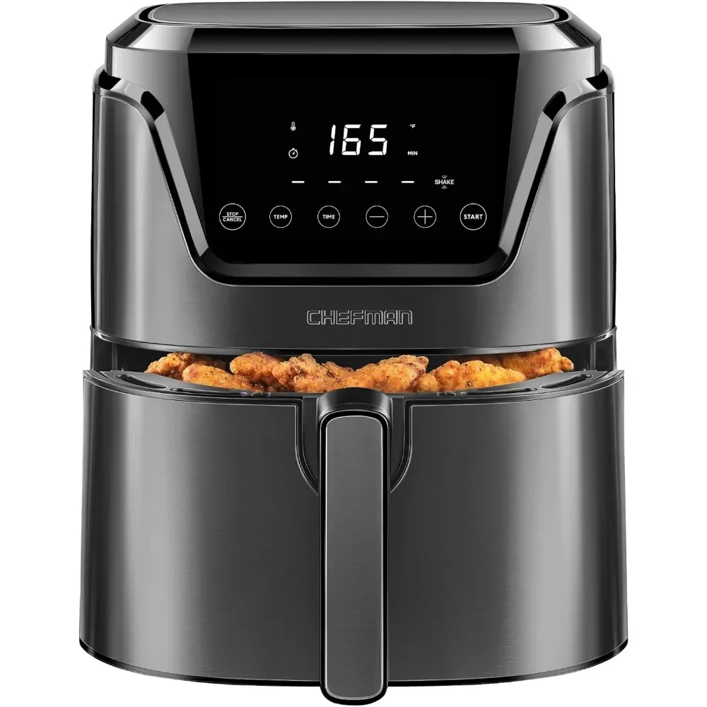 

Air Fryer 4.5 Qt,Nonstick Stainless,Digital Touch Screen,4 Cooking Functions,60 Minute Timer,BPA-Free,Dishwasher Safe Basket