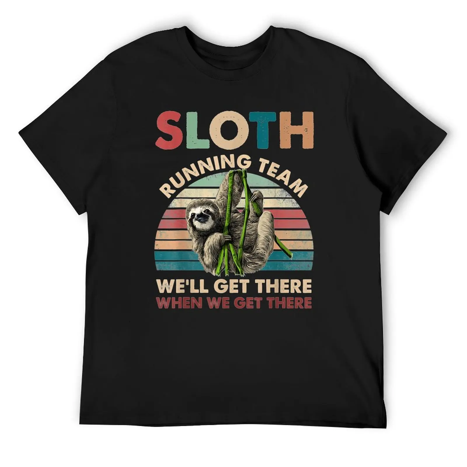 

Vintage Sloth Running Team We'll Get There When We Get There T-Shirt plus size tops fashion shirts blue archive men clothings