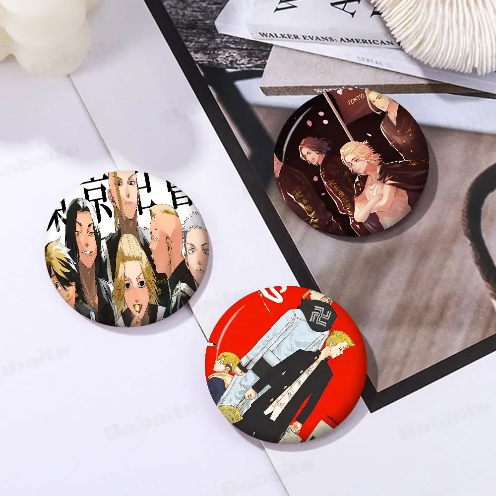 T-Tokyo R-Revengers Cartoon Brooches Anime Badge Round Handmade Brooch Lapel Pins Jewelry for Backpack Clothes Gifts