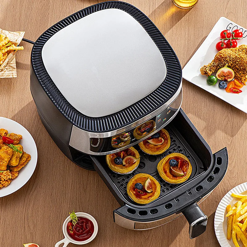 Multifunction Visible Air Fryer Stainless Steel Shell 8L Thermal Cycle Oil-free Non-Stick Touch Screen Electric Frying Oven