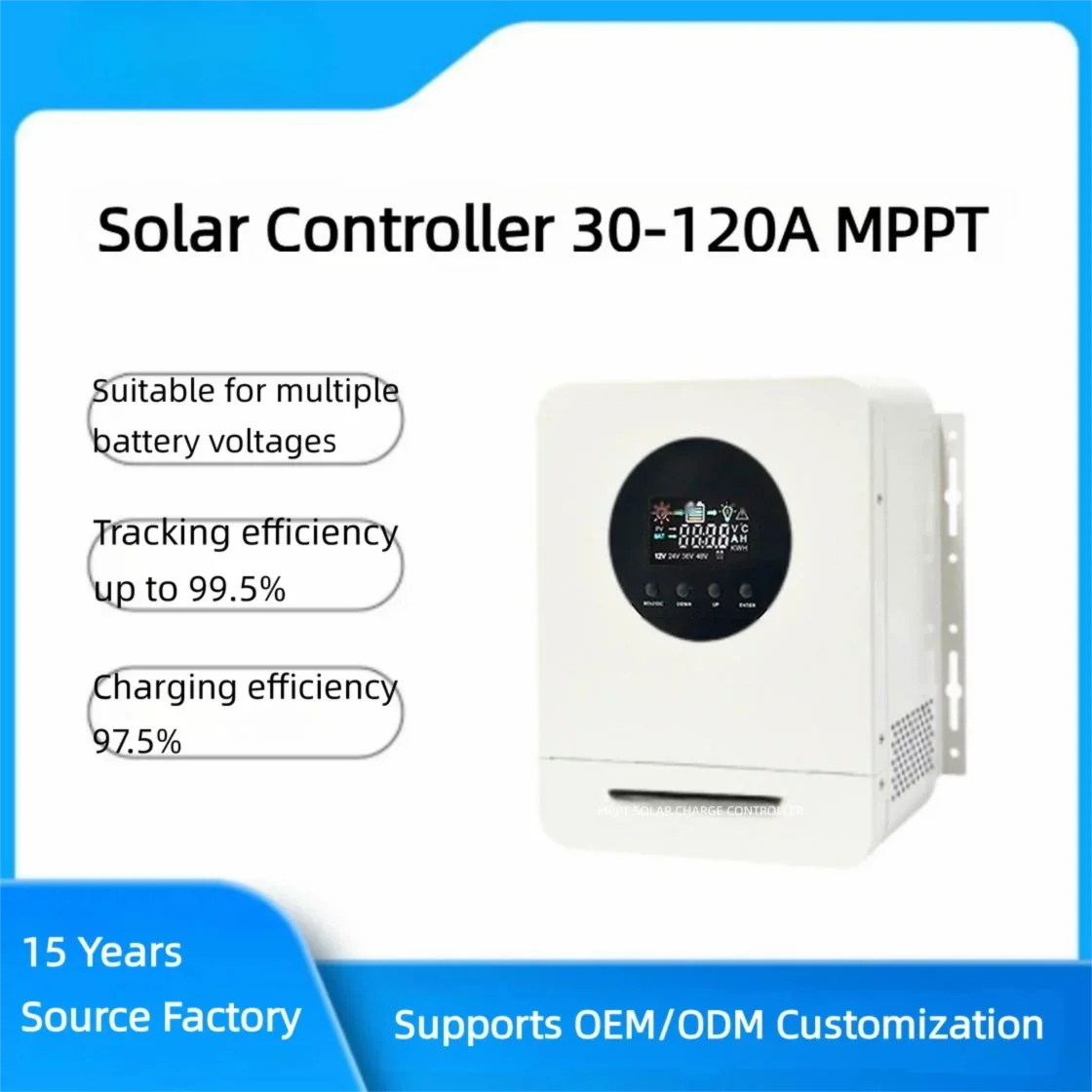 MPPT Solar Charge Controller Auto 12V 24V 48V DC Voltage Regulator High Efficiency PV Charger for Lead-Acid LiFePO4 Battery