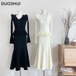 DUOJIHUI Fashion Solid Color Loose Female Skirts Autumn New Sweet Basic Simple Casual Office Ladies Chicly 2-colors Women Skirts