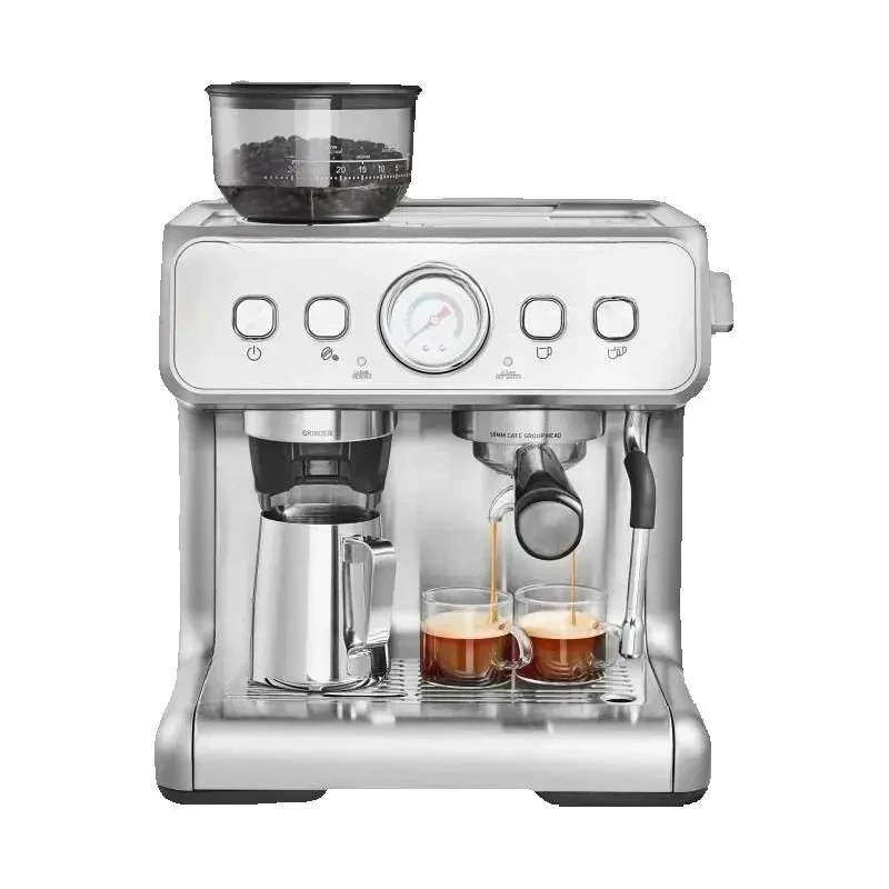 Espresso Machine with Grinder 15 Bar Semi-Automatic Espresso Coffee Maker with Milk Frother Steam Wand