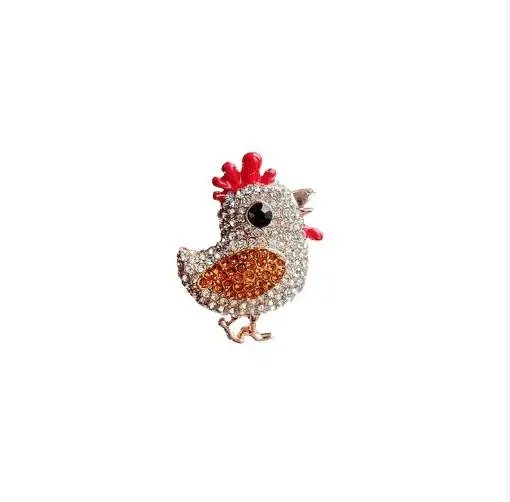 Cross border foreign trade high-end diamond studded chicken brooch clip with rhinestone chest flower brooch