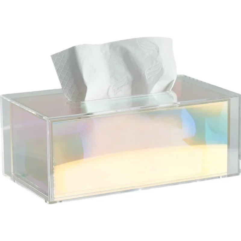 

Modern Acrylic Tissue Box Portable Storage Box Translucent Tissue Box Rectangle Kitchen Organizers with Magnet Buckle Design