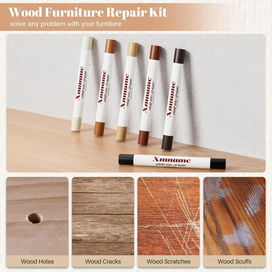 أعواد حشو الخشب 12 لونًا من أقلام تلوين الشمع الخشبية علامات الأثاث التي تعمل باللمس لإصلاح أي أدوات صفر الأثاث والشقوق والناي #4