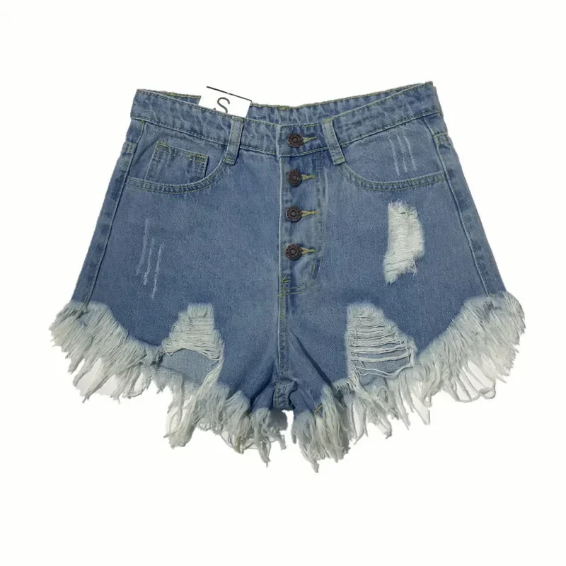 Female Fashion Casual Summer Cool Women Denim Booty Shorts High Waists Fur-lined Leg-openings Big Size Sexy Short Jeans