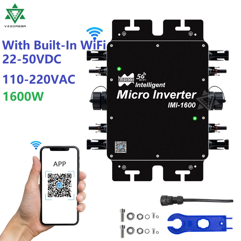 micro inversor de inteligencia solar na rede mppt 1600w ip65 2250vdc para 110v conversor de 220v ca com wifi embutido alta qualidade 01