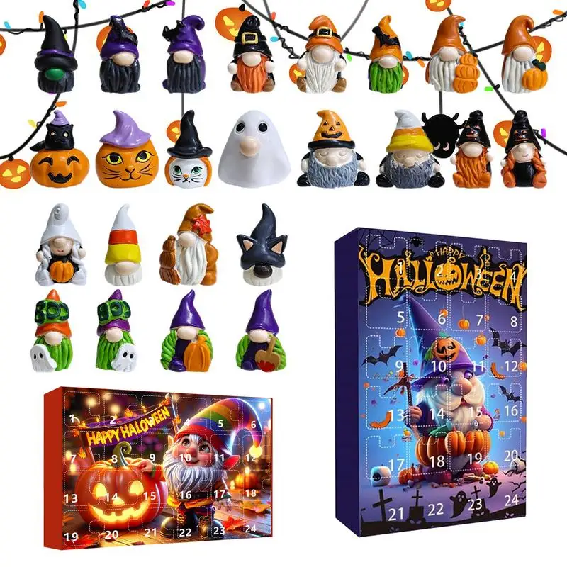 

New Halloween Gnome Advent Calendar Resin Countdown To Halloween Calendar Countdown Day With 24 Toys Halloween Party Decoration