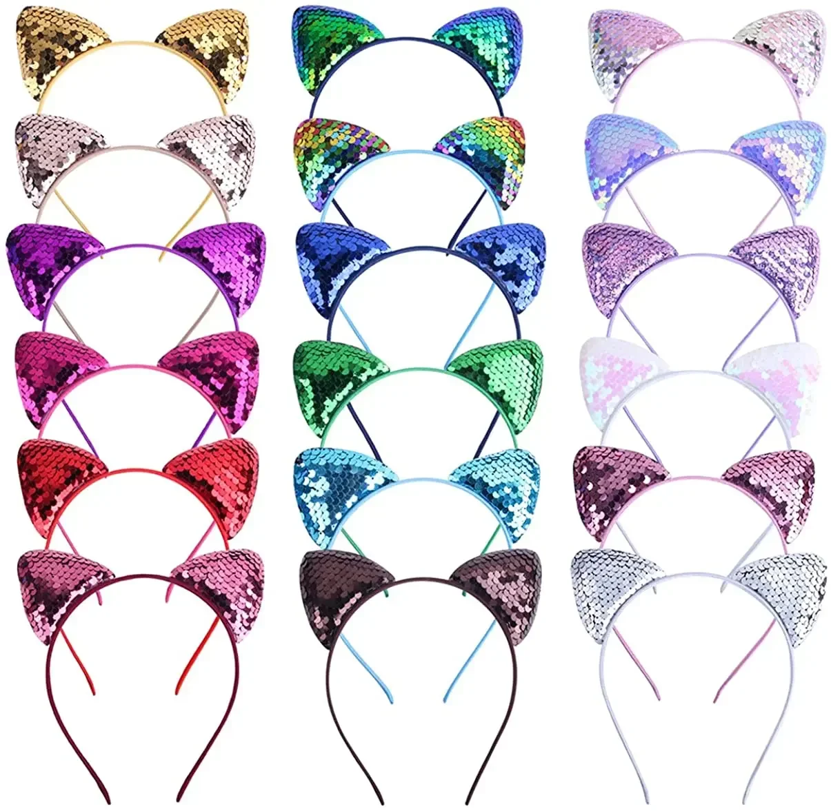 New Children's Sequined Explosive Cartoon Sweet Headband Custom Flip Fish Scale Sequin Cat Ear Jewelry Accessories Headwear