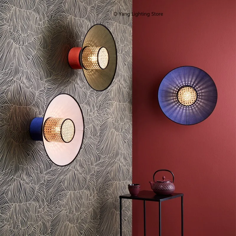 Market Bamboo Wabi-sabi Style Japanese Colourful Cloth Light Post-Modern E27 Mounted Living Room Bedside Kitchen Island Lighting