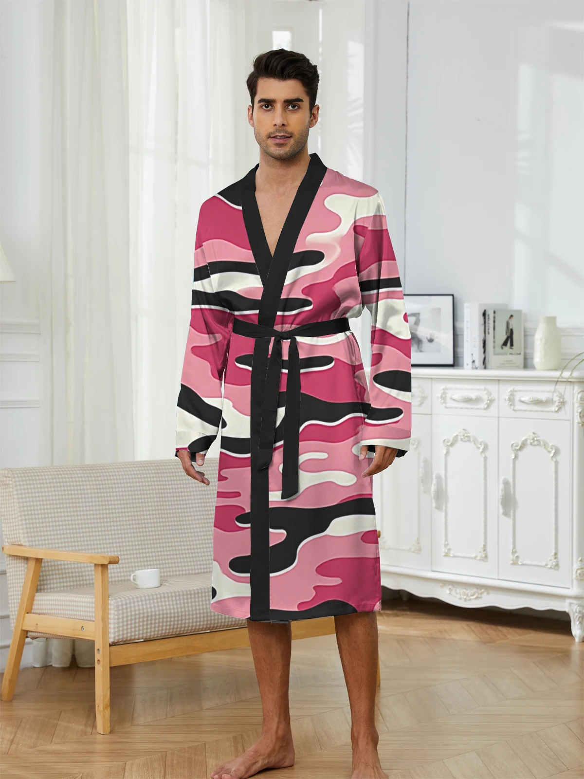 1pcs Men's Robes 2026 Spring/Summer Breathable robe dressing gown Graphic Sleepwear bath robe Bathrobe 3D Printed