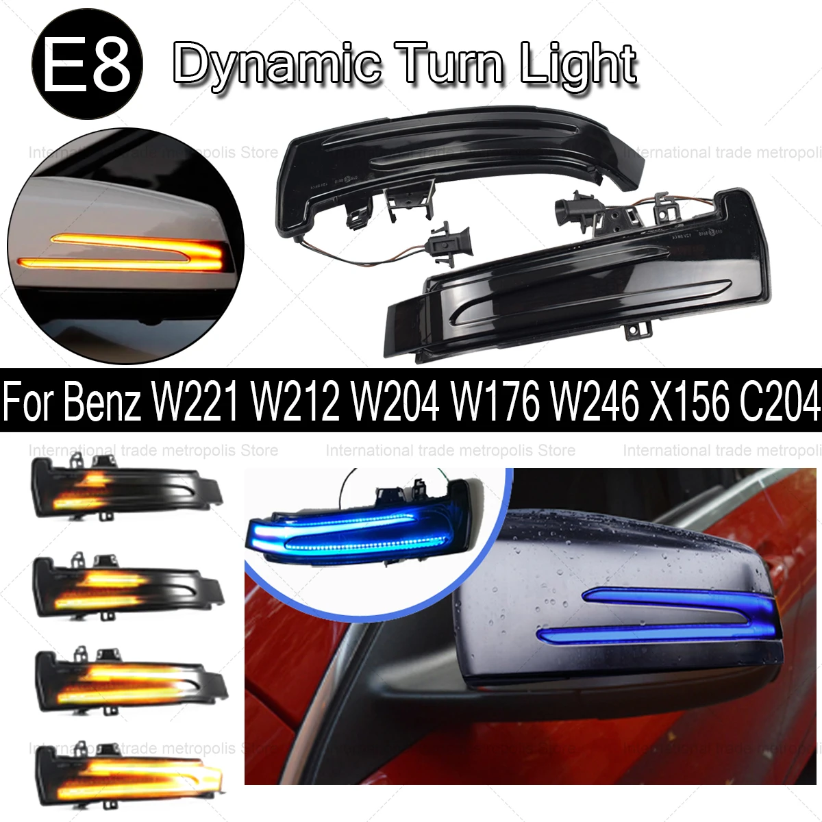 Dynamic Led Turn Signal Rearview Mirror Indicator Blinker Light For Mercedes Benz W204 W176 W212 CLA A B C E S GLA GLK CLS Class