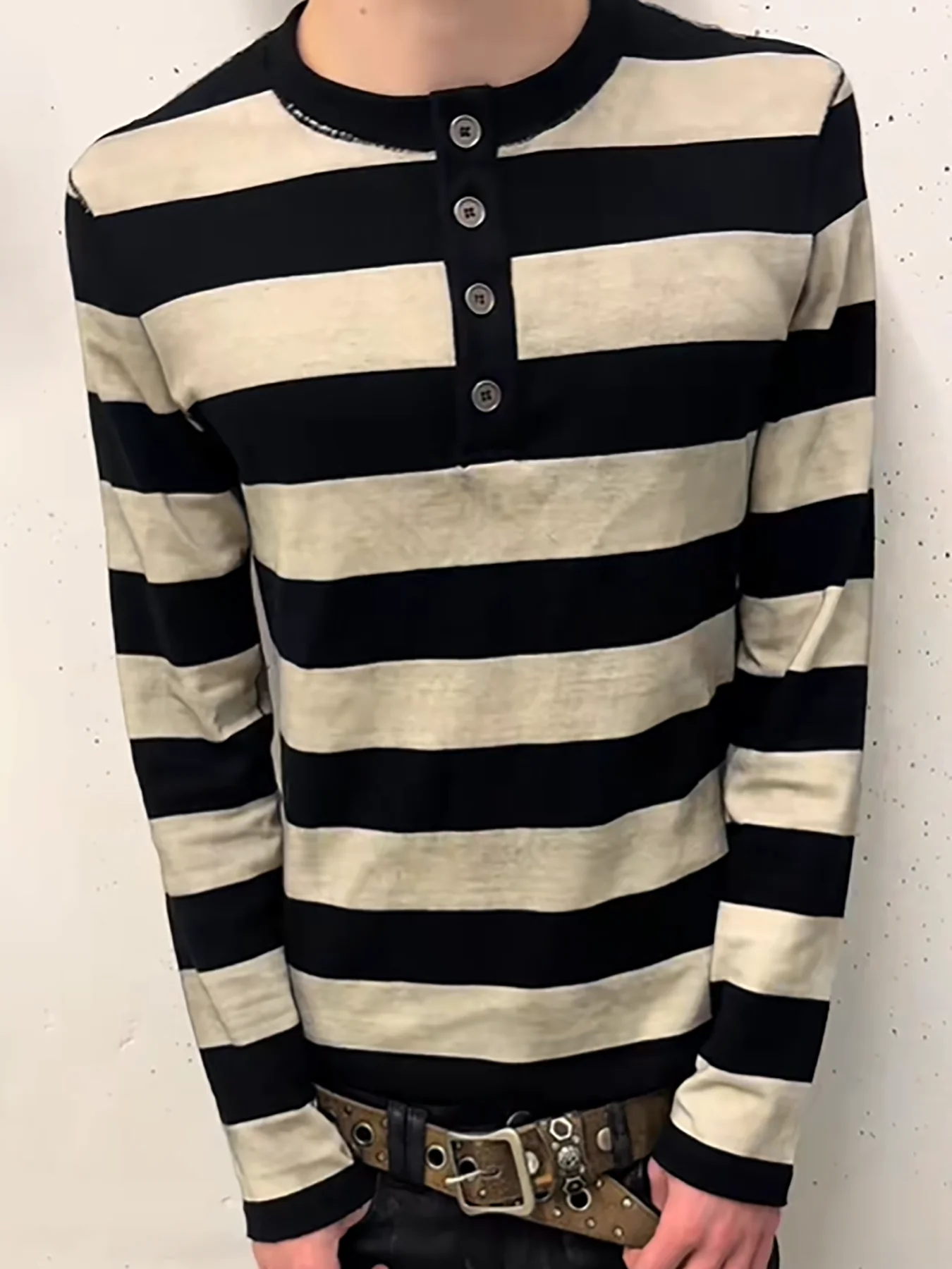 Y2k retro fashion street punk style striped loose and loose personality niche casual round neck sweatshirt - view 2