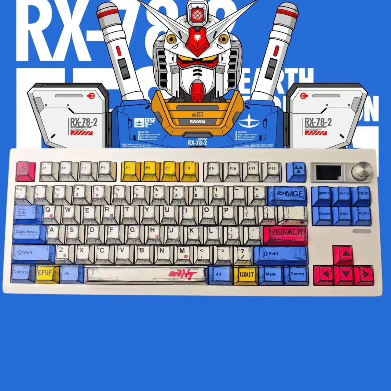 127 Pcs Gundam Retro Comic Style Complete Full Set Keycaps Mixed Light PBT Cherry Profile Dye Sub for MX Mechanical Keyboard