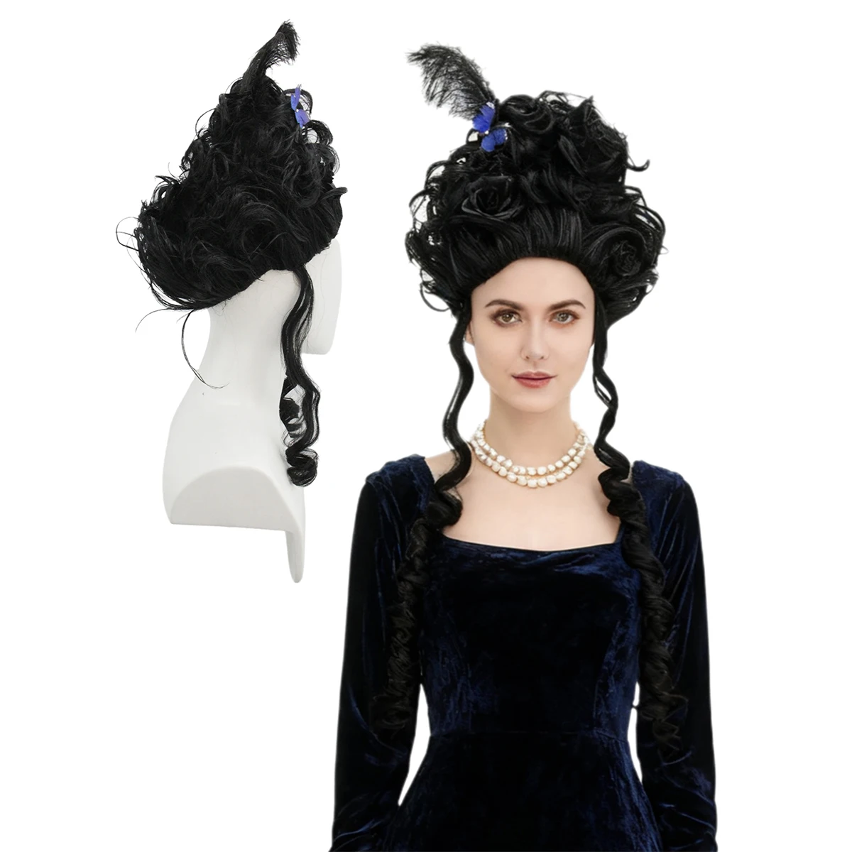 

Vintage Fluffy High Crown Curl Wig with Drop Braid - Styling Hair for Banquet & Cosplay Convention Parties