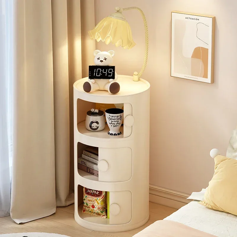 

Bedside table Small simple modern narrow crack storage Cream wind storage Round children's room cabinet