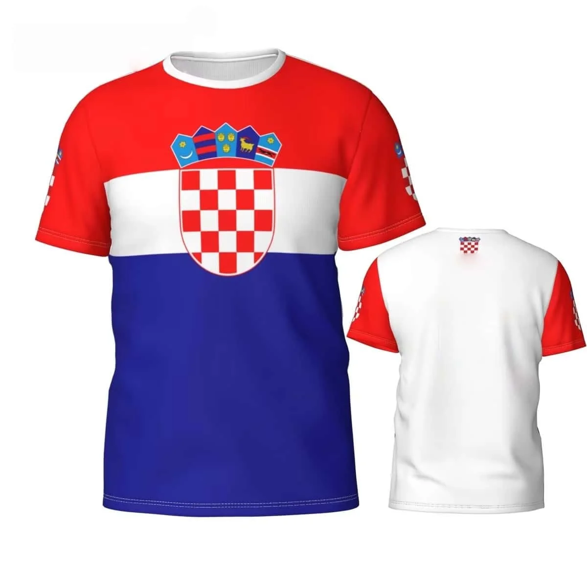 Croatia National Flag Print Short Sleeve Jersey T Shirt Unisex Fans Support Top for Outdoor Gathering Daily Street Outfit