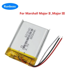 New 800mAh SR603040 VDL603040 Battery For Marshall Major II III Gen 2 3 MID Bluetooth Headset Replacement Accumulator 3-wire