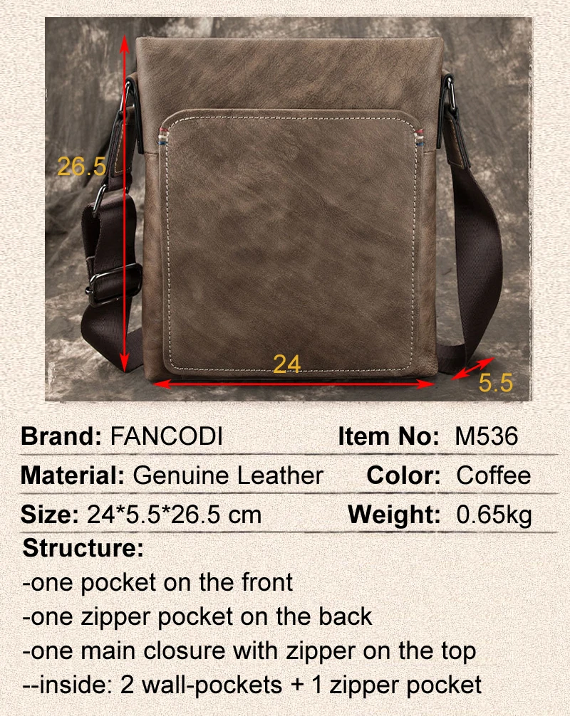 New Fashion Cowhide Genuine Leather Men's Shoulder Sling Bag Business Large Capacity Messenger Bag Vintage Casual Briefcase M536