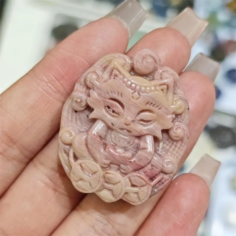 Natural Quartz Stone Nine-tailed Fox Fairy Carving Crystal Love Healing Fengshui Gemstones HomeDecoration Holiday Gift 1PCS