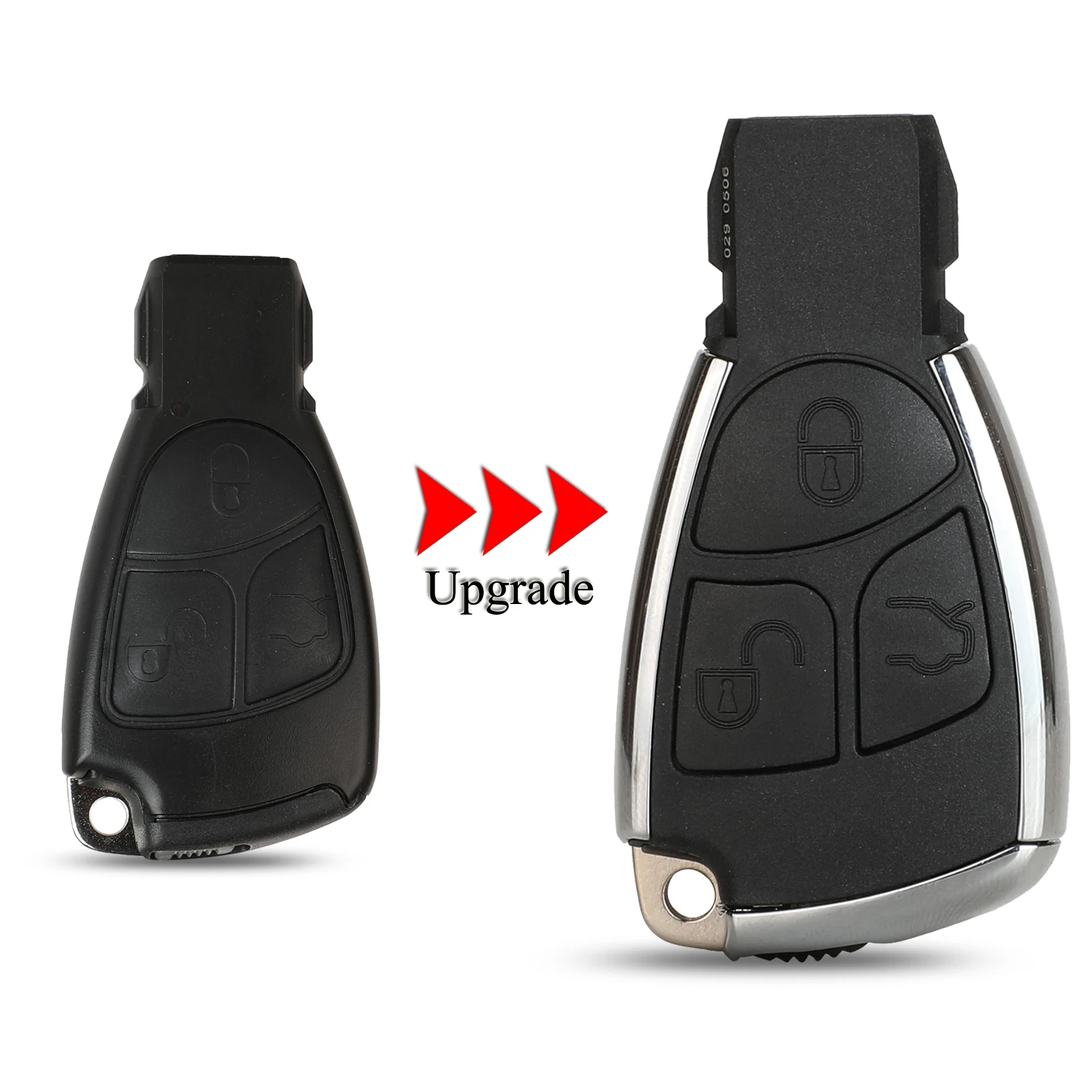 

jingyuqin Upgrade Car Key Shell For Mercedes Benz B C E ML S CLK CL Chrome Style 3 Button Remote Key Case Cover