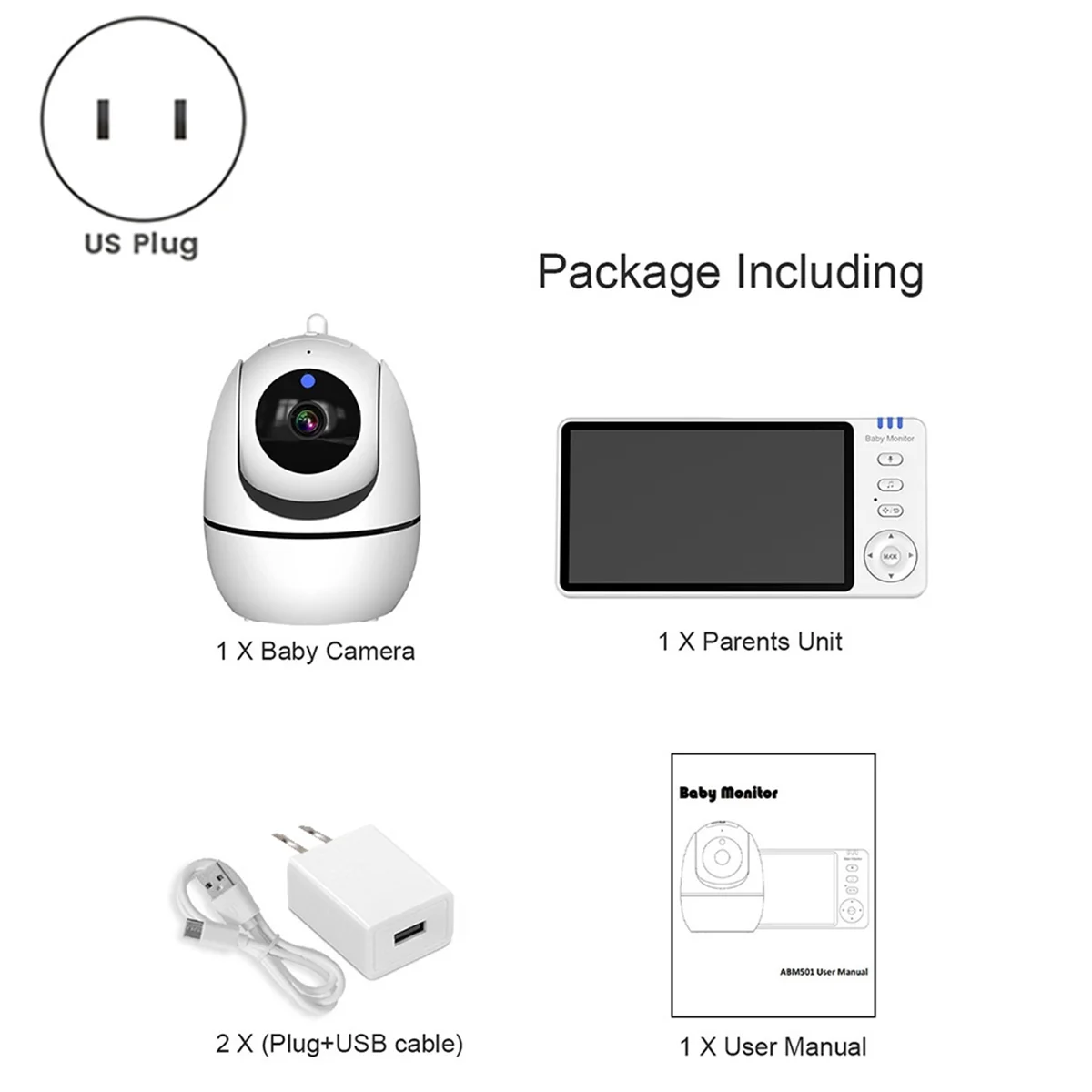 Vigilabebés con vídeo 2.4G 355 °   Cámaras de vigilancia con pantalla de visualización de temperatura Smart Home US PLUG