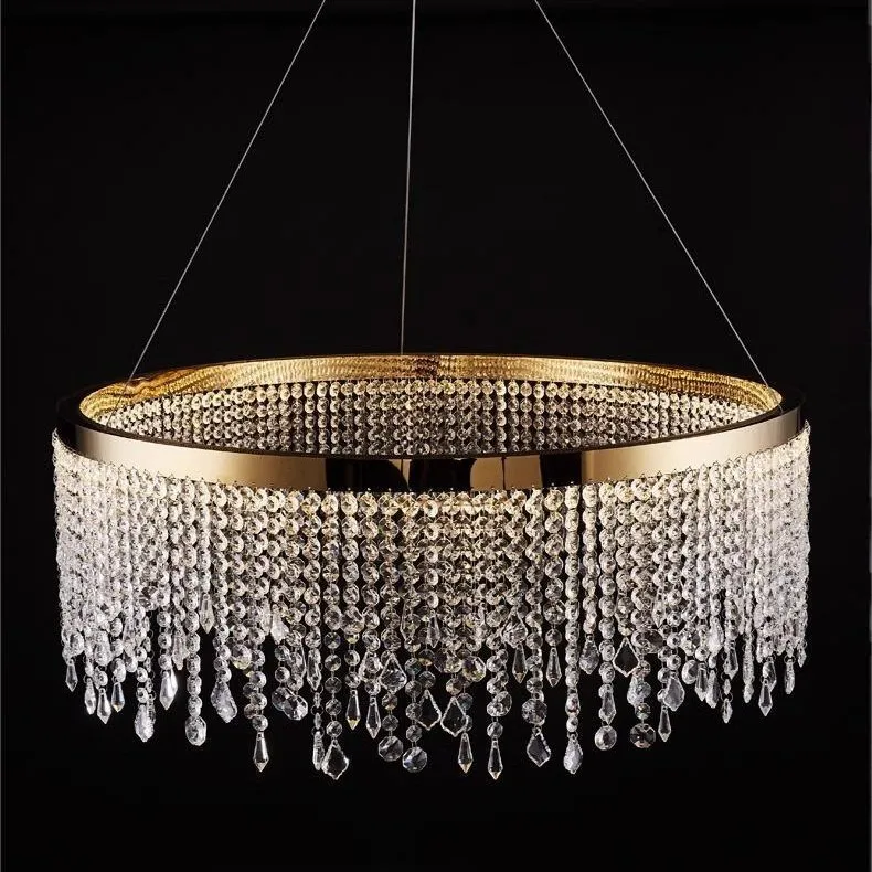 Amazon crystal chandelier light luxury style living room, lamps and lanterns high-end home Nordic creative bedroom restaurant