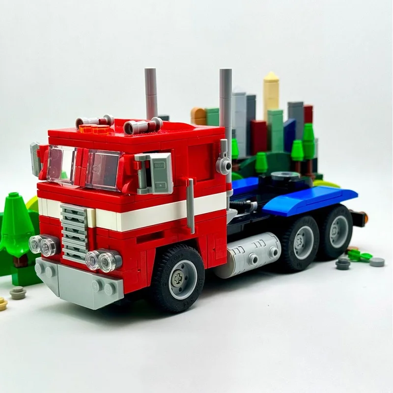 797 قطعة MOC Cabover شبه شاحنة وأوبتيموس برايم سيتي لعبة مجسمة بناء هدايا عيد الميلاد كتل تجميع لتقوم بها بنفسك فكرة إبداعية للأطفال #4