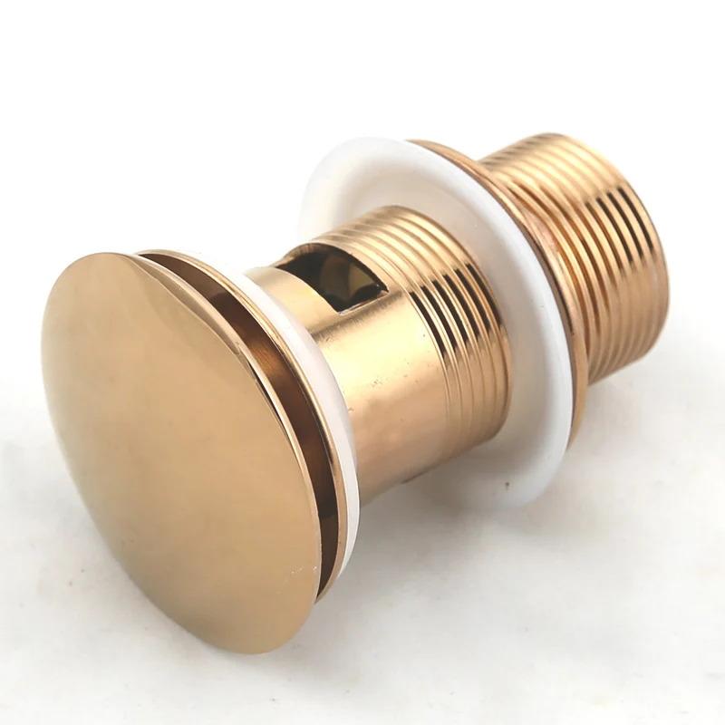 CDBM Brass Pop‑Up Basin Drain, Rose Gold Large Cover Sink Stopper With Overflow Hole XSQ‑007 view 3