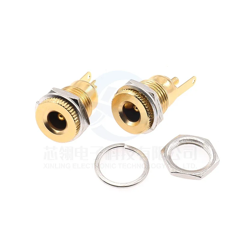 DC-099 all-copper gold-plated DC power socket 5.5x2.1/2.5mm round hole charging female base 11mm opening