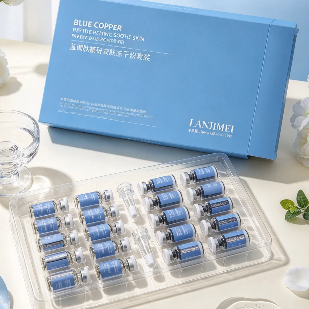 Blue Copper Peptide Freeze-Dried Powder Ampoule Skin Booster Serum Oligopeptide Hydration Anti Wrinkle Sensitive Skin Treatment