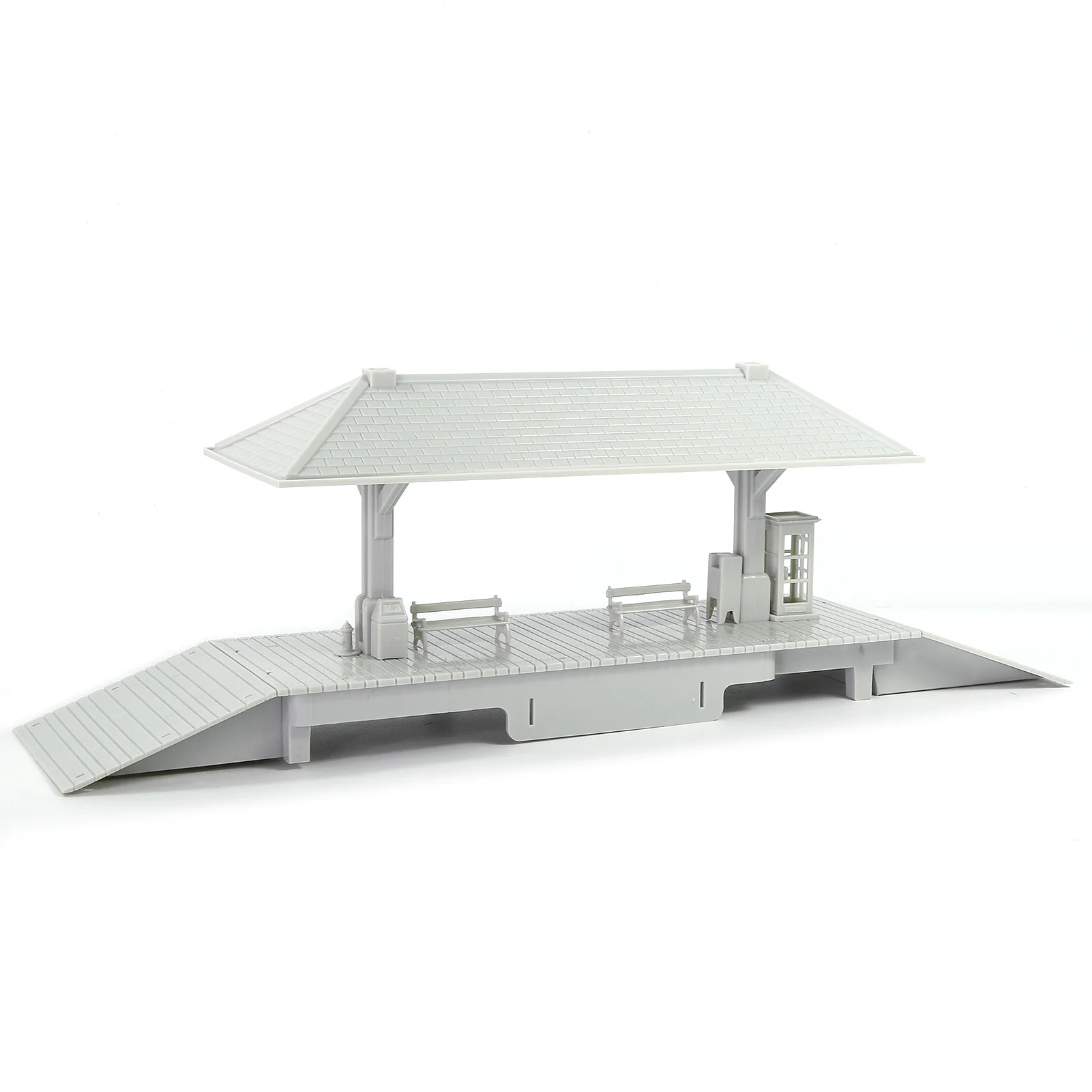 Evemodel HO Scale 1:87 Unpainted Disassembled Model Train Station Platform with Benches Kit for Model Track-side ZTHO01JJ