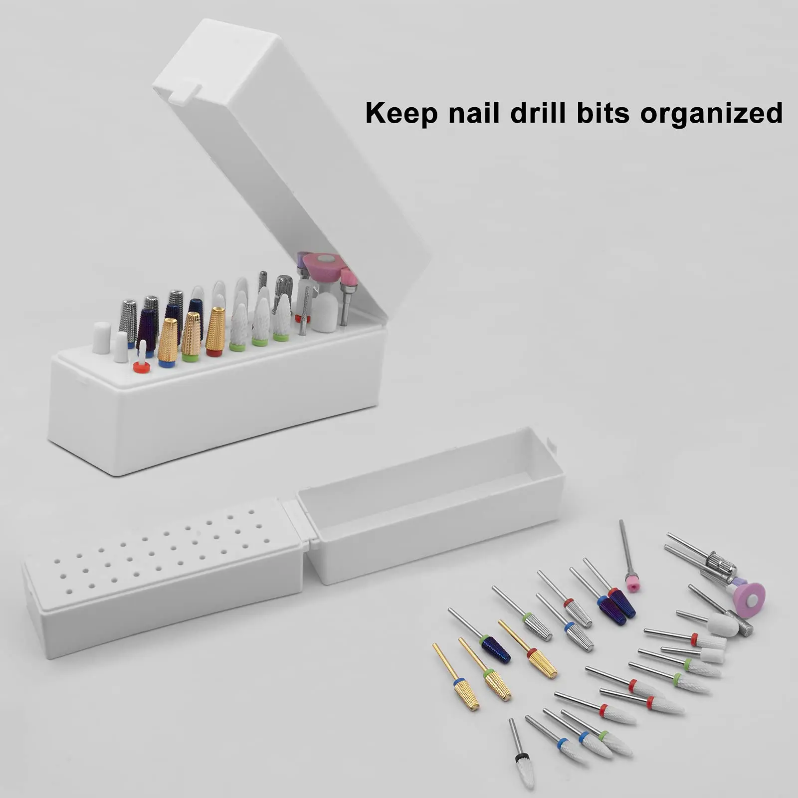 

Nail Drill Bits Holder 30 Holes Dustproof Drill Bit Case for Acrylic Nail Drill Bits Efile Bits (Not Inlcude Nail Drill Bits)