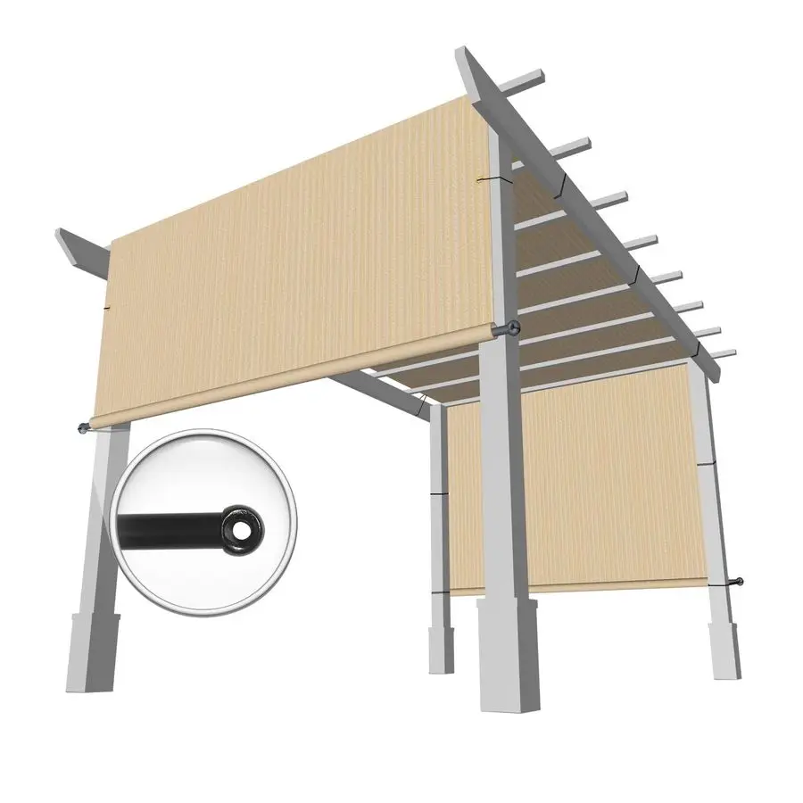 

8 x 16 Pergola Universal Replacement Shade Cover UV Block Permeable Fabric Canopy Privacy Shade Screen Panel with 2 Weighted Rod