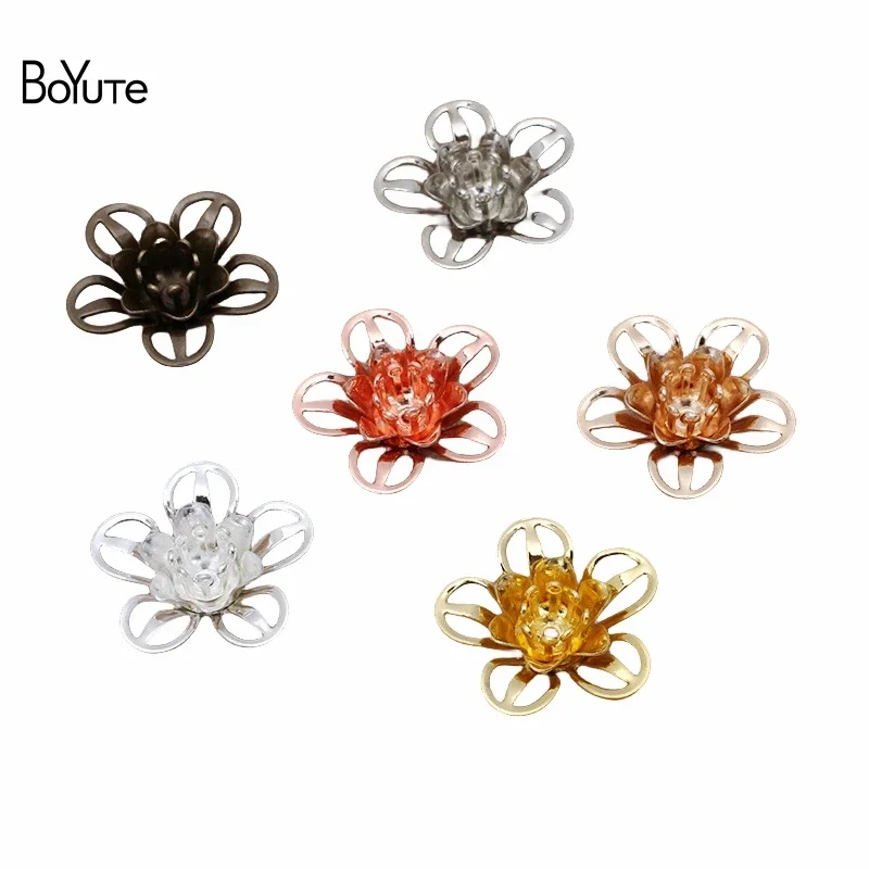 

BoYuTe (50 Pieces/Lot) 18*7MM Three-Layer Metal Brass Flower Materials Handmade Diy Jewelry Accessories Wholesale