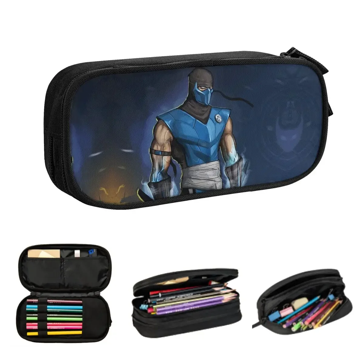 Mortal Kombat Sub-Zero Pencil Cases Big Capacity Pen Bags Pen Box Pencil Pouch For Boys Girls Students Stationery School Office