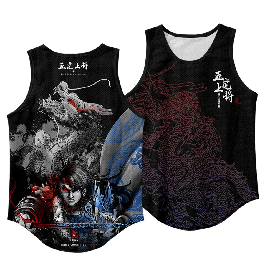 Harajuku Chinese Mythical Beast Dragon 3D Printed Tank Top For Men Clothes Hip Hop Boys Vest Samurai Crane Pattern Tops