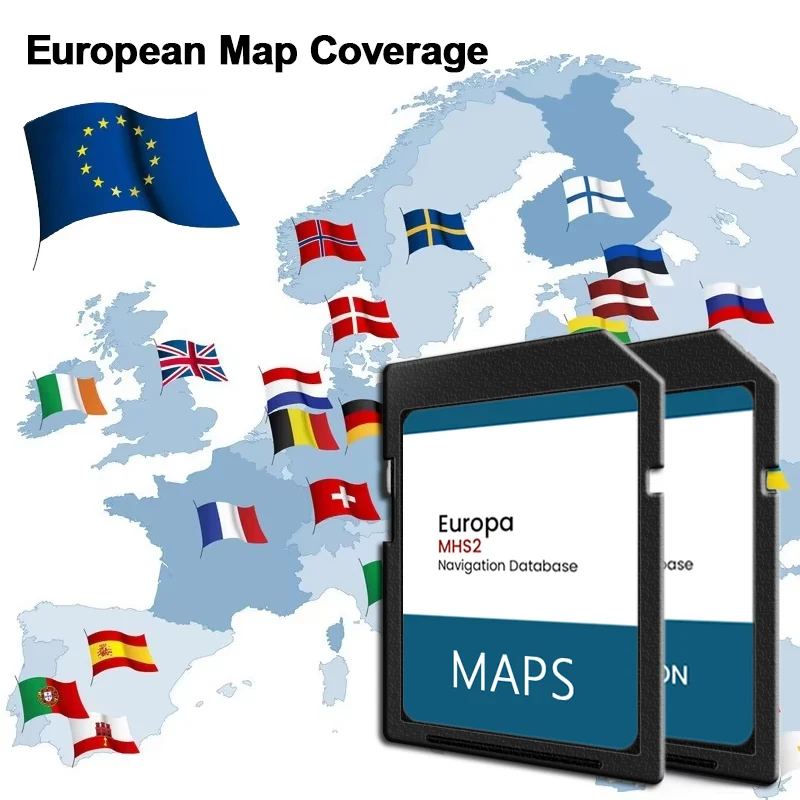 بطاقة Sat Navi SD لأودي Q2/Q5/A3/A4/A5/S3/S4/S5 2015-2020 MHS2 بطاقة تفعيل الملاحة GPS بطاقة خريطة أوروبا 16 جيجابايت تحديث 2024