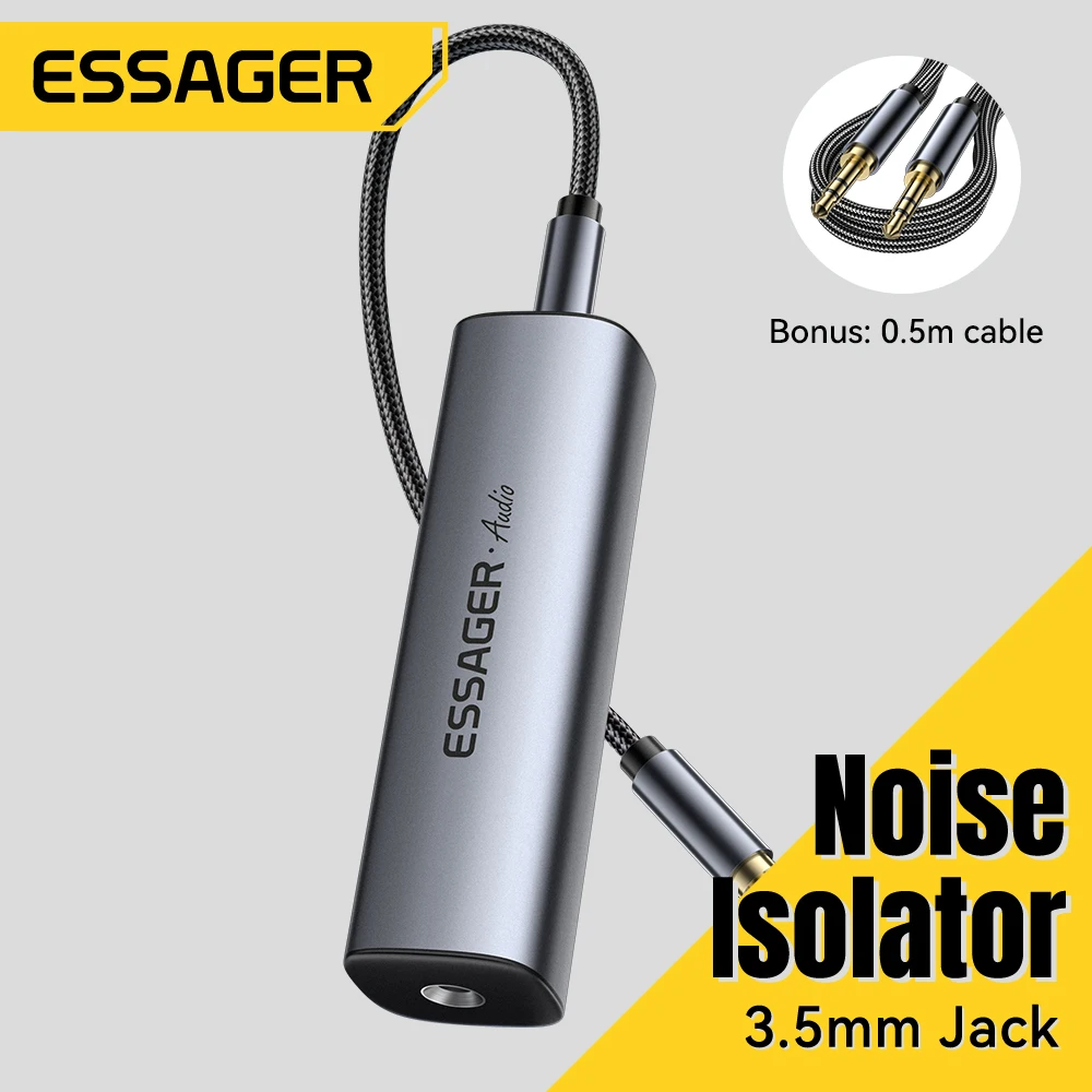 Essager 3.5mm Aux Cable Audio Noise Filter Ground Loop Noise Isolator Eliminate Cancelling for Home Stereo Car Audio System