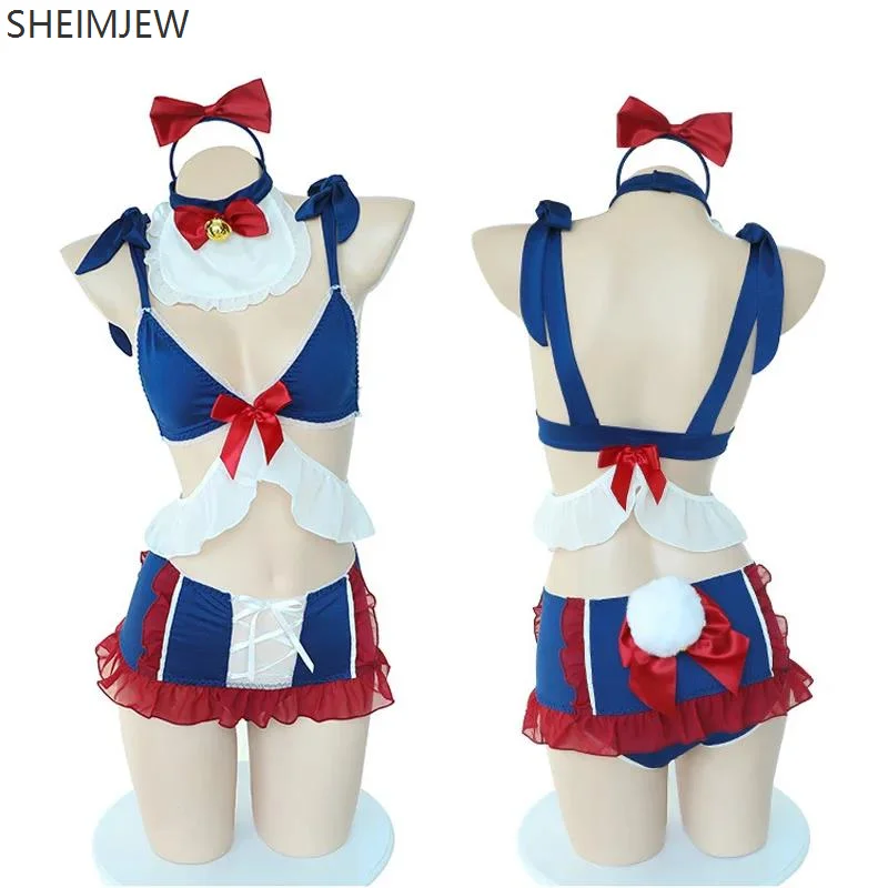 

Аниме Девушка Косплей Костюм Сексуальная Униформа Горничной Симпатичная Кавайная Пижама с Кроличьим Хвостом Пара Игра Сексуальная Лолита Нижнее Белье Бюстгальтер Трусики Комплект